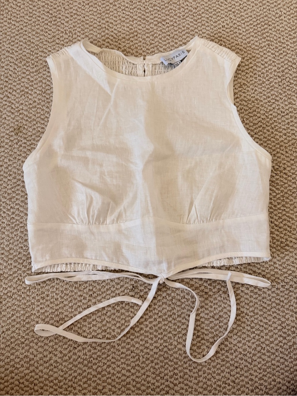 Lucy Paris White Linen Crop Top